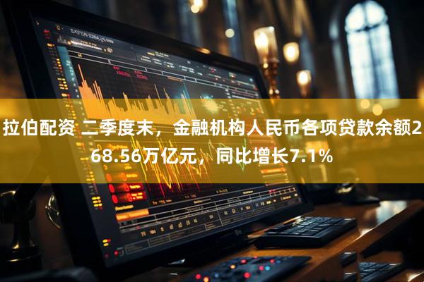拉伯配资 二季度末，金融机构人民币各项贷款余额268.56万亿元，同比增长7.1%
