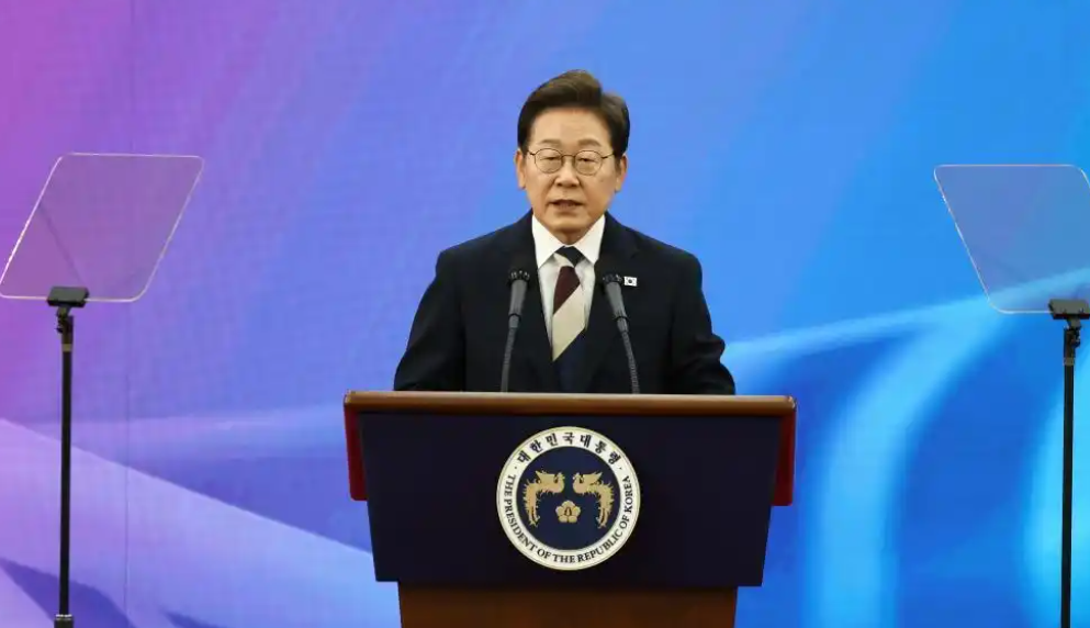 李在明发表演说（新华社资料图）